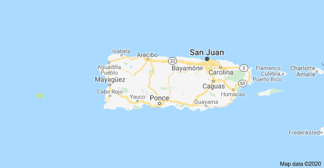 A map of puerto rico with the location of san juan.
