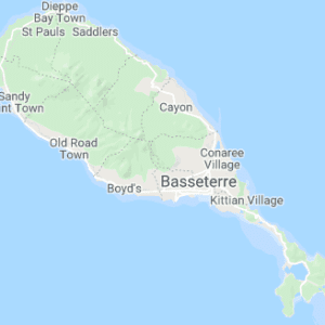 A map of the island of basseterre in the caribbean.