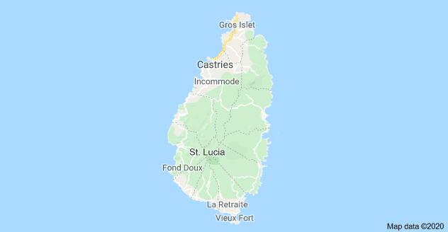 A map of the island of st lucia