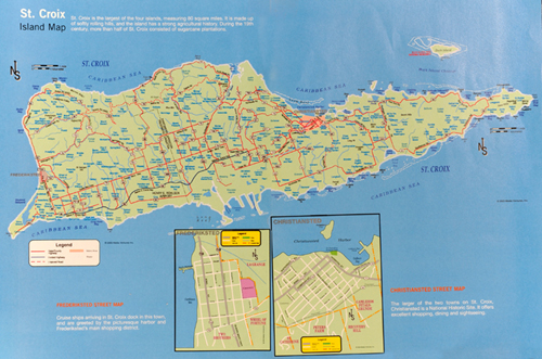 A map of the island with a yellow line on it.